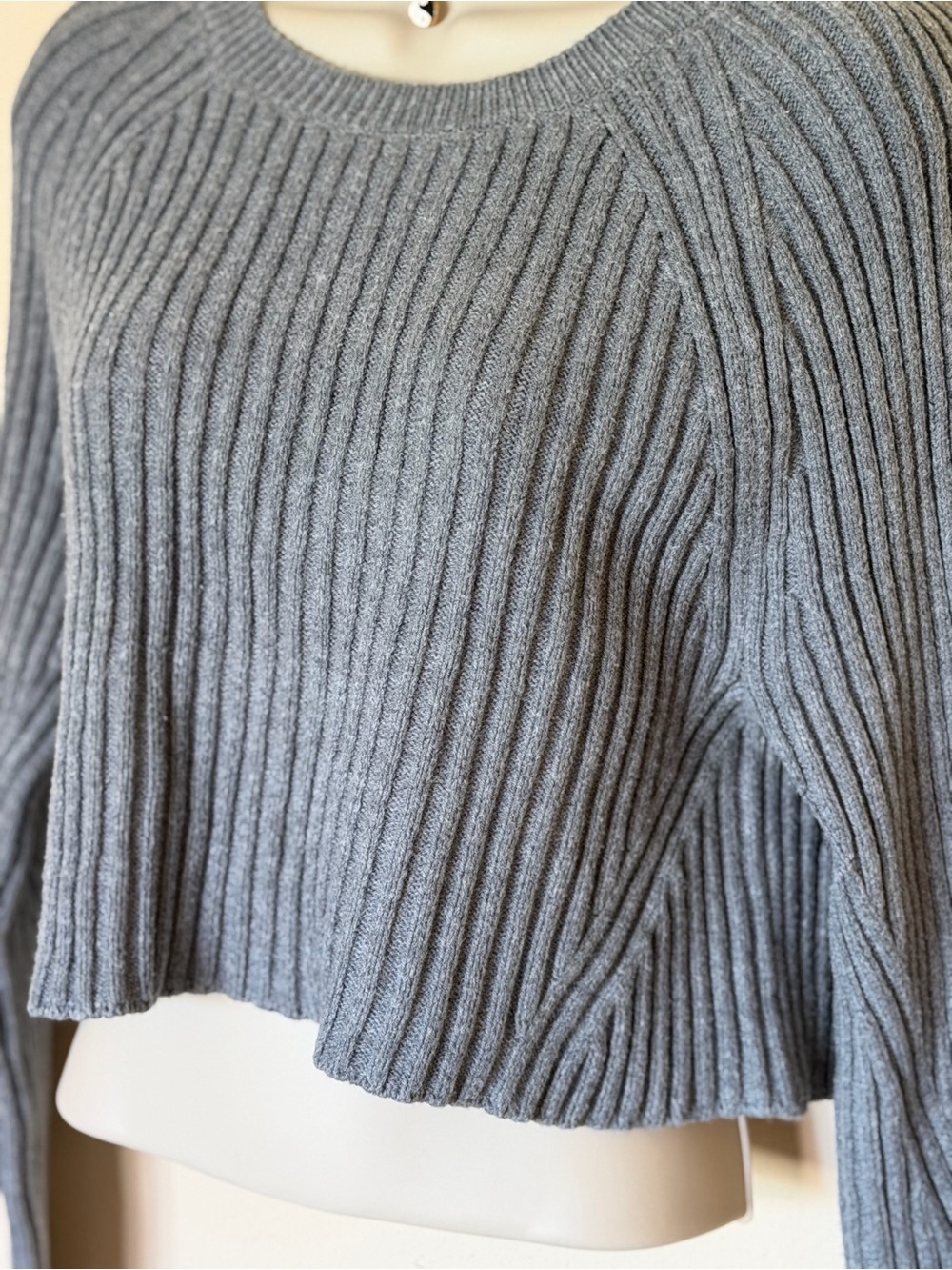 NWT Loft Ribbed Knit Sweater in Gray Size Medium - Picture 13 of 13